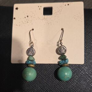 Turquoise and Silver Dangle Earrings